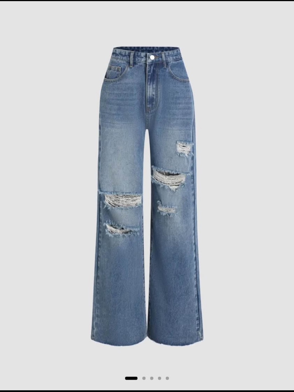 Cider Distressed High-Rise Wide Leg Jeans - Light Blue